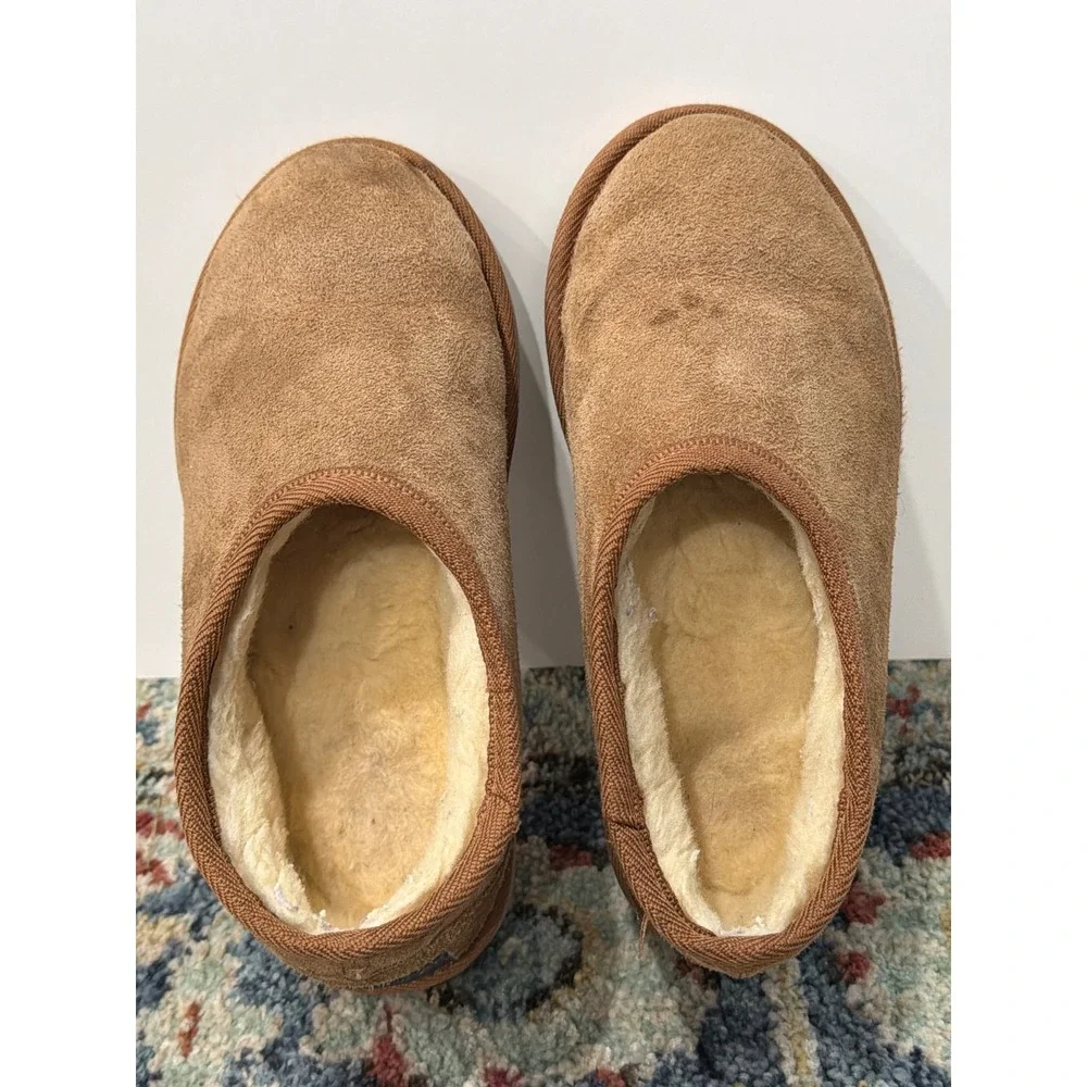 Australian Made Slippers Kids Size 4 Youth Brown Shearling Suede Cozy